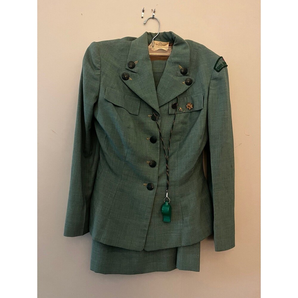 Vintage 1940’s 1950’s Girl Scouts Troop Leader Uniform Whistle Pins Jacket Skirt